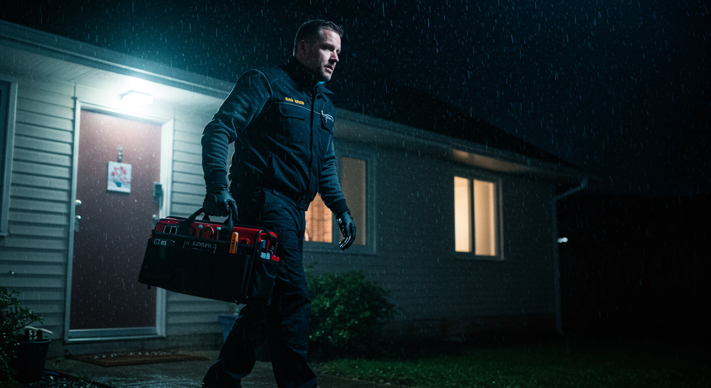 Serrurier se préparant pour une intervention d'urgence.